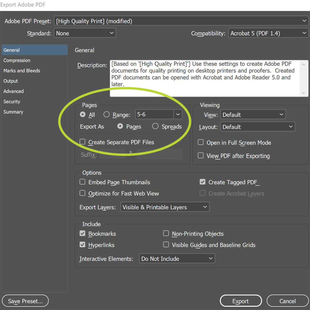 InDesign's Export Adobe PDF panel: In the general settings under the Pages heading, export all pages and export them as pages, not spreads.