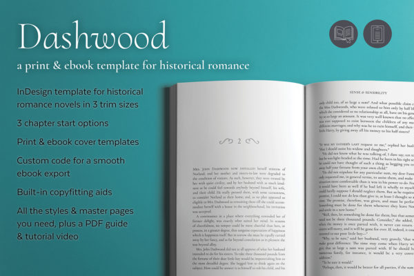 Dashwood, Self-publishing Print and Ebook Design Template for Historical Romance. Available in 3 trim sizes.