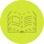 A book design template icon: a dashed-line icon of an open book.