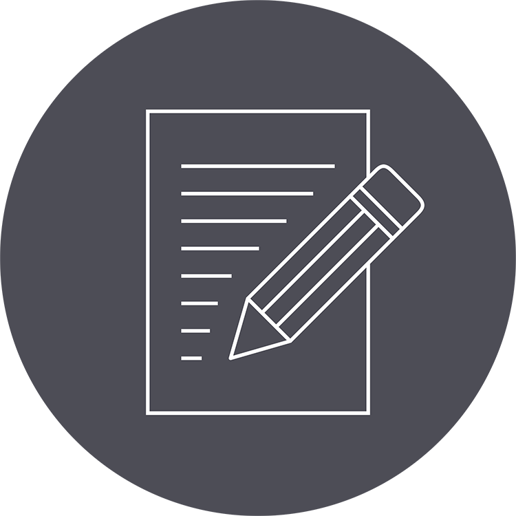 Icon of a pencil and paper. Prepare a manuscript for publication.